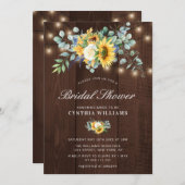 Rustikales Brautparty aus Holzsonnenblumen Einladung (Vorne/Hinten)