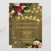 Rustikales Brautparty aus Stallgold Einladung (Vorne/Hinten)