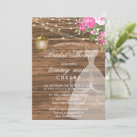 Rustikales Brautparty aus Stallholz Einladung (Stehend Vorderseite)