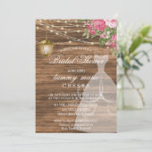 Rustikales Brautparty aus Stallholz - Mauve Pink Einladung (Stehend Vorderseite)