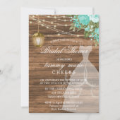Rustikales Brautparty aus Stein - Aquamarin Einladung (Vorderseite)