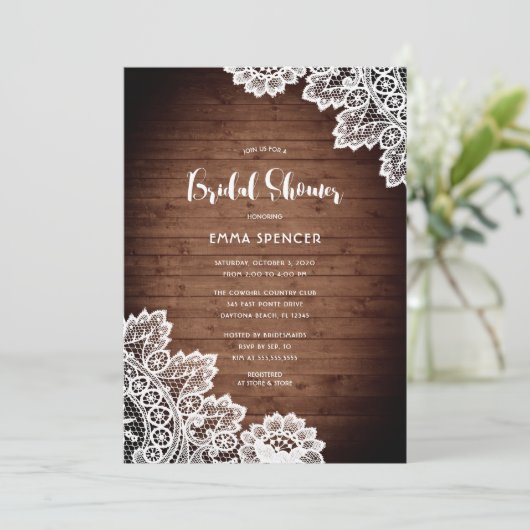 Rustikales Brautparty aus Weißholz Einladung (Stehend Vorderseite)