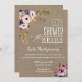 Rustikales Brautparty Blume auf Einladung (Vorne/Hinten)