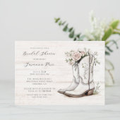Rustikales Brautparty Blumencowgirl Stiefel Einladung (Stehend Vorderseite)