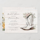 Rustikales Brautparty Blumencowgirl Stiefel Einladung (Vorne/Hinten)