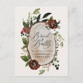 Rustikales Brautparty-Brunch und Schaumburgunder Ankündigungspostkarte (Vorderseite)