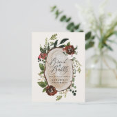 Rustikales Brautparty-Brunch und Schaumburgunder Ankündigungspostkarte (Stehend Vorderseite)