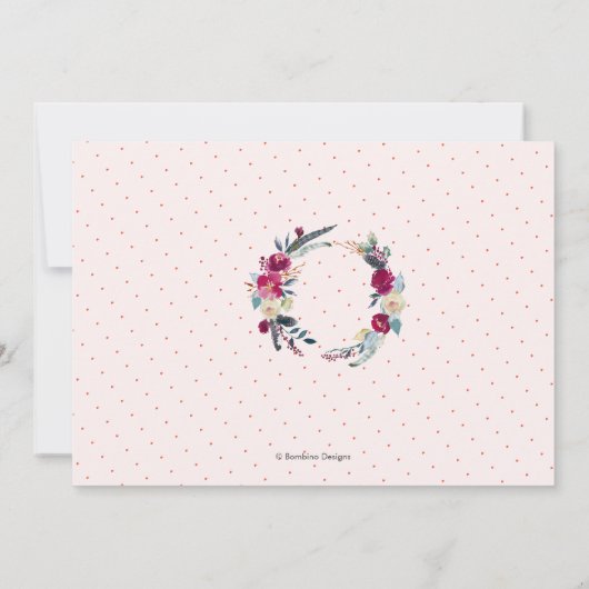 Rustikales Brautparty, Burgunder Watercolor Einladung (Rückseite)