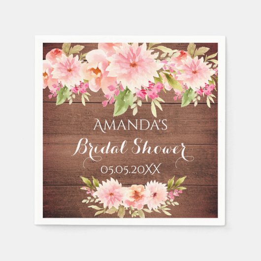 Rustikales Brautparty Dahlia Blume braun Serviette (Vorderseite)