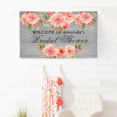 Rustikales Brautparty Dahlia Blume grau Banner (Insitu)