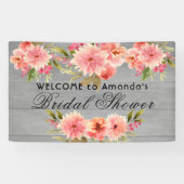 Rustikales Brautparty Dahlia Blume grau Banner (Horizontal)