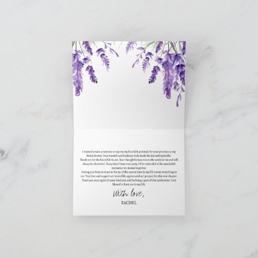 Rustikales Brautparty Dankeskarte (Innenseite)