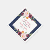 Rustikales Brautparty der Marine Burgund Pink Flor Serviette (Ecke)