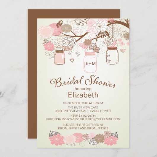 Rustikales Brautparty Einladung (Vorne/Hinten)