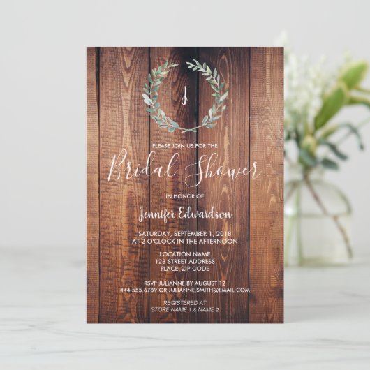 Rustikales Brautparty Einladung (Stehend Vorderseite)