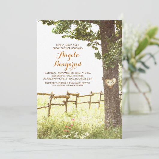 rustikales Brautparty Einladung (Stehend Vorderseite)