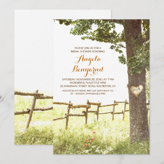 rustikales Brautparty Einladung (Vorne/Hinten)
