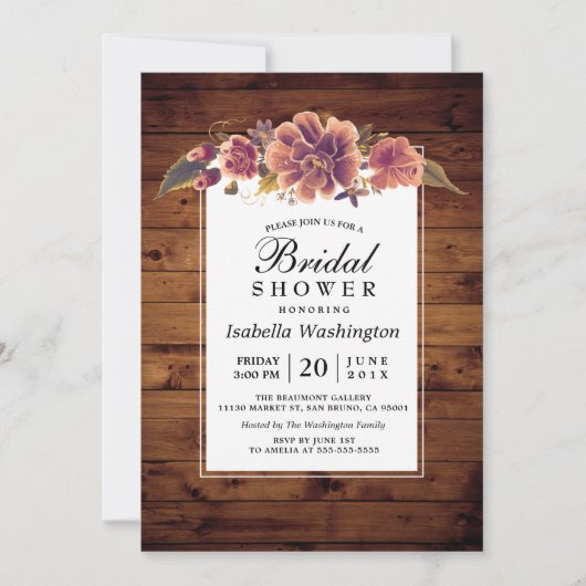 Rustikales Brautparty Einladung (Vorderseite)