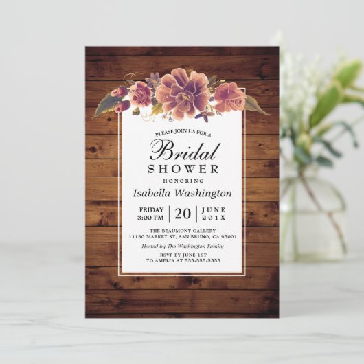 Rustikales Brautparty Einladung (Stehend Vorderseite)