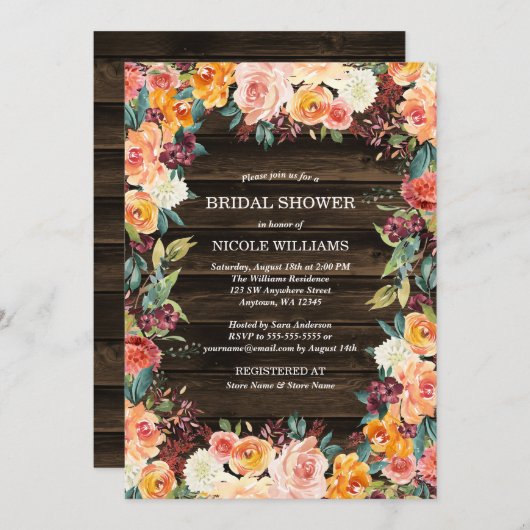 Rustikales Brautparty Einladung (Vorne/Hinten)