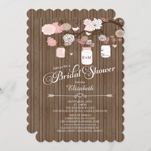 Rustikales Brautparty Einladung (Vorne/Hinten)