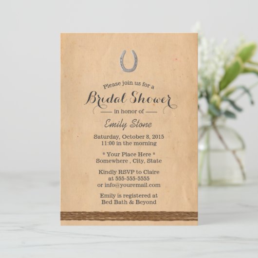 Rustikales Brautparty Einladung (Stehend Vorderseite)