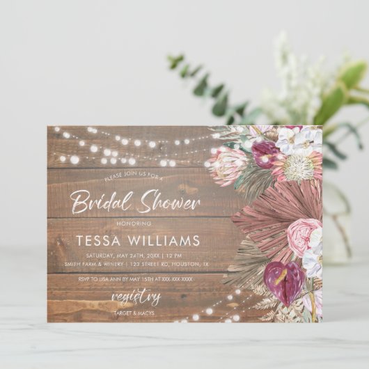 Rustikales Brautparty Einladung (Stehend Vorderseite)