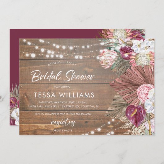 Rustikales Brautparty Einladung (Vorne/Hinten)