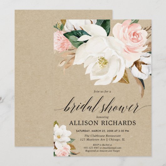 Rustikales Brautparty Einladung (Vorne/Hinten)