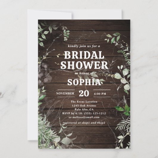 Rustikales Brautparty Einladung (Vorderseite)