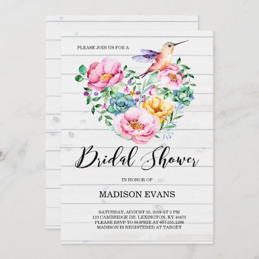 Rustikales Brautparty Einladung (Vorne/Hinten)