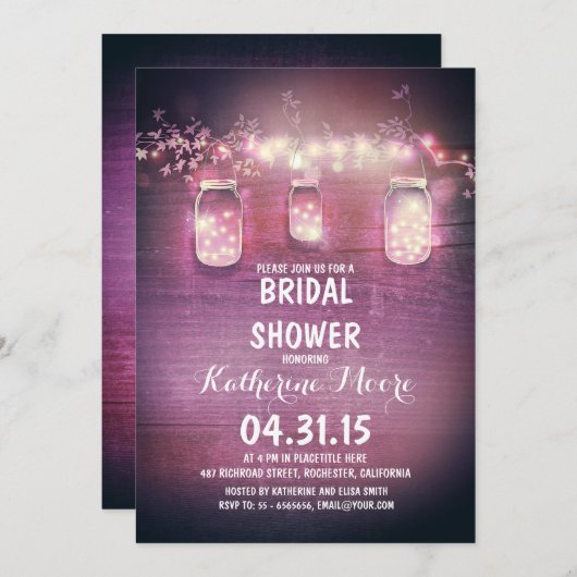 Rustikales Brautparty Einladung (Vorne/Hinten)