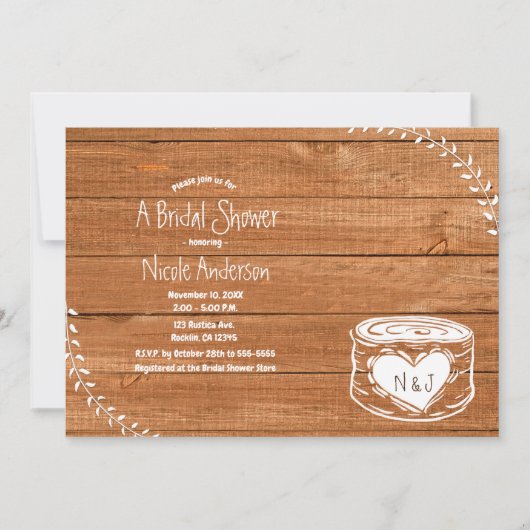 Rustikales Brautparty Einladung (Vorderseite)