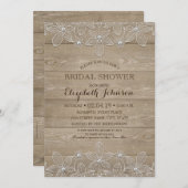 Rustikales Brautparty-elegantes Vintages Holz u. Einladung (Vorne/Hinten)