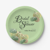 Rustikales Brautparty Fall Aspen Blätter Grün Pappteller (Vorderseite)