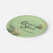 Rustikales Brautparty Fall Aspen Blätter Grün Pappteller (Schrägansicht)