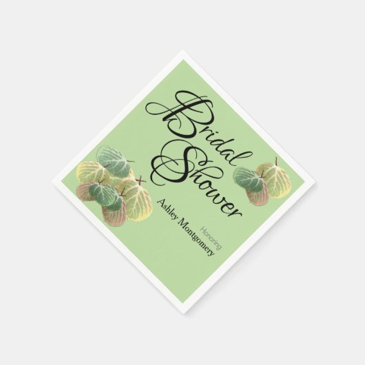 Rustikales Brautparty Fall Aspen Blätter Grün Serviette (Ecke)