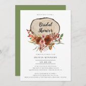 Rustikales Brautparty Fall Blumenholz Slice Einladung (Vorne/Hinten)