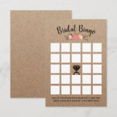 Rustikales Brautparty floral Kraft Bingo Game Einladung (Vorne/Hinten)