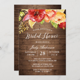 Rustikales Brautparty für Holzfloralfälle Einladung