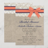 Rustikales Brautparty für Korallen und Marine Einladung (Vorne/Hinten)