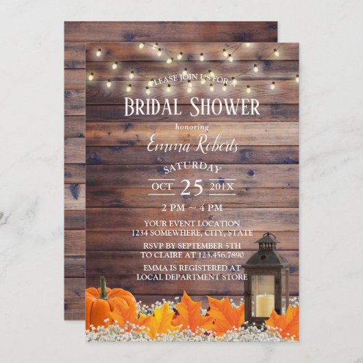 Rustikales Brautparty für Laternenleuchten Einladung (Vorne/Hinten)