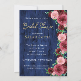 Rustikales Brautparty für Marine und Burgund Einladung