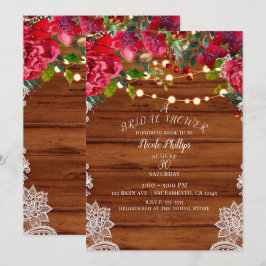 Rustikales Brautparty für Spitzen- und Strandlicht Einladung