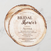 Rustikales Brautparty Holz geschnitten Gramm Custo Einladung (Vorne/Hinten)