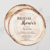 Rustikales Brautparty Holz geschnitten Gramm Custo Einladung (Vorne/Hinten)