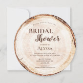 Rustikales Brautparty Holz geschnitten Gramm Custo Einladung (Vorderseite)