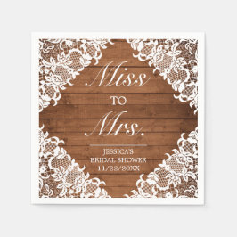 Rustikales Brautparty Holz & Weiße Spitzen Frau Lo Serviette