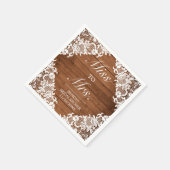 Rustikales Brautparty Holz & Weiße Spitzen Frau Lo Serviette (Ecke)