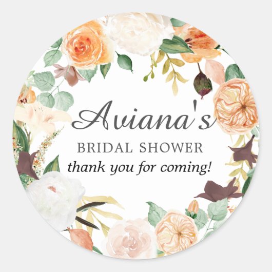 Rustikales Brautparty im Herbst Vielen Dank Runder Aufkleber (Vorderseite)